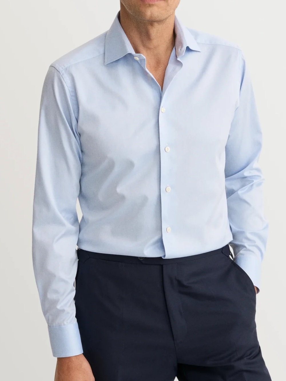 Eton Contemporary Fit Light Blue Men's Dress Shirt Spread Collar Sz 42 - 16.5